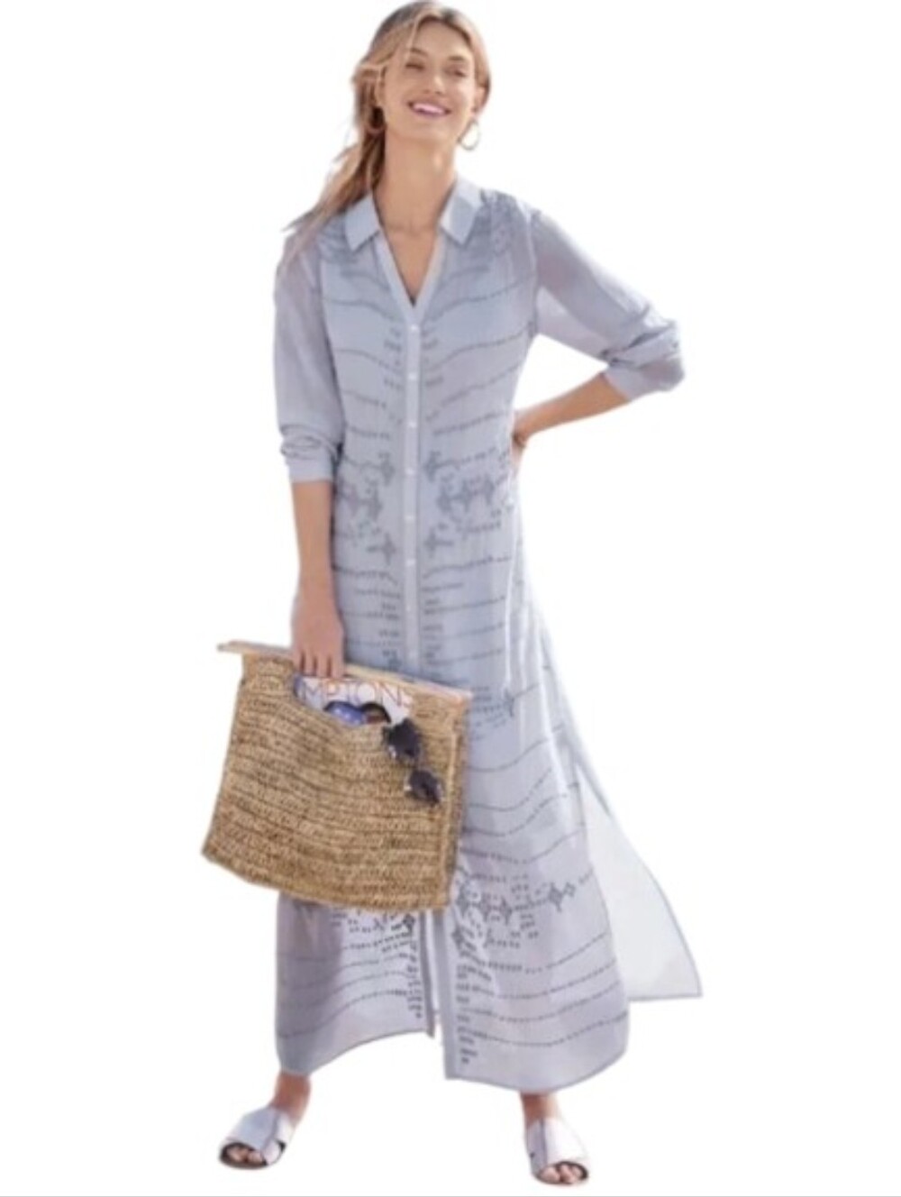 Soft Surroundings Mallorca Embroidered Maxi Dress